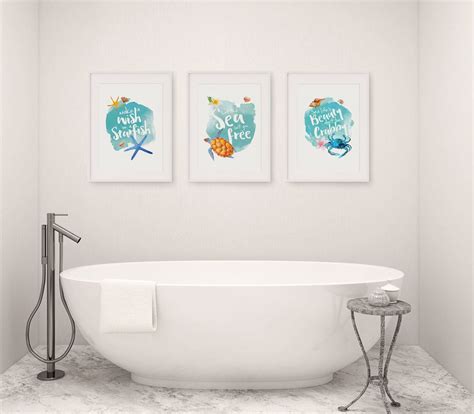 Complete Set Of 3 Watercolour Bathroom Art Prints Bathroom Decoration