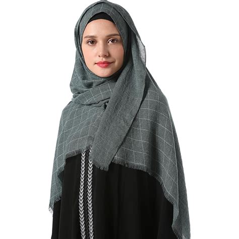 Babalet Womens Modest Muslim Islamic Soft Breathable Classic Plaid