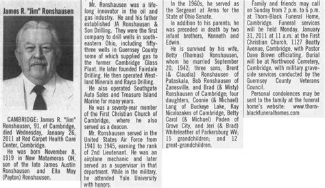 Zanesville Times Recorder Obituaries