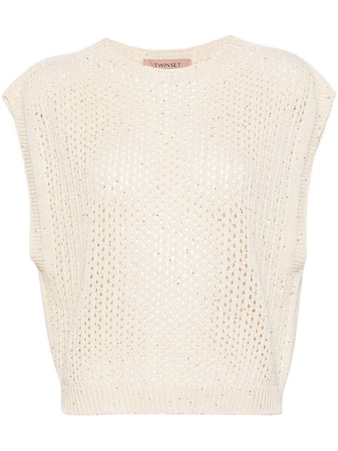 Buy TWINSET Sequin Parchment Jersey Nude Neutrals At Off Editorialist