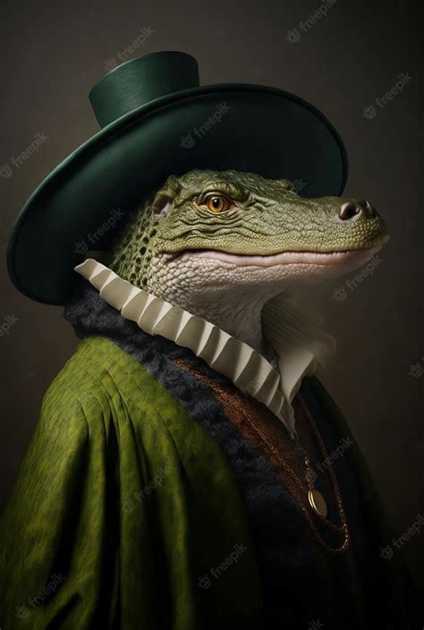 Premium Photo | Crocodile portrait in style vintage painting