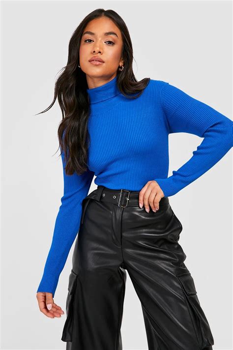 Womens Petite Roll Neck Long Sleeve Top Boohoo Uk