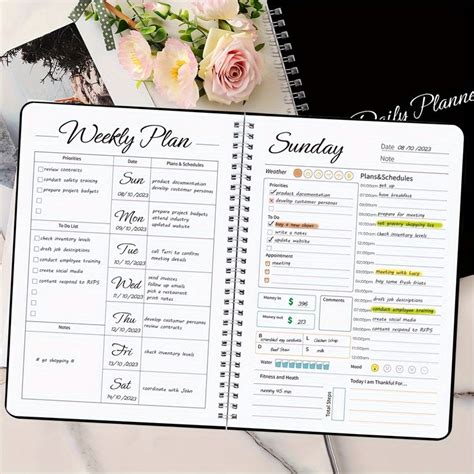 Trees Daily Weekly Planner Notebook Day Work Planner Agenda Undated