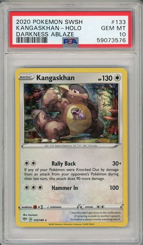 2020 Pokemon Sword And Shield Darkness Ablaze Kangaskhan Holo 133 PSA