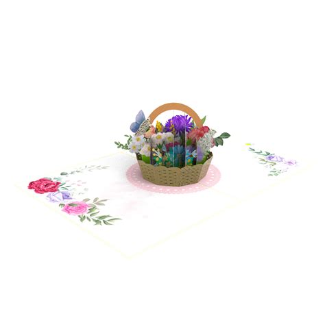 Pop Up Card Flower Basket Template Best Flower Site