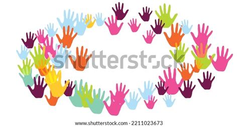 Creative Kids Handprints Art Therapy Concept Stock Vector (Royalty Free ...