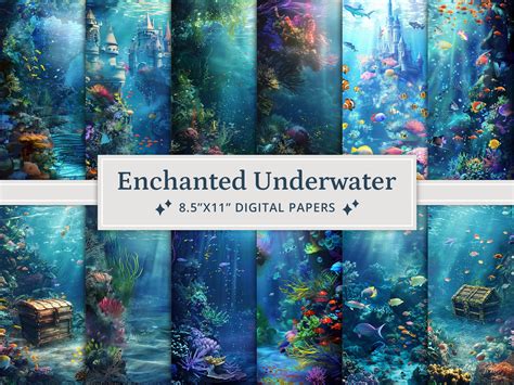 30 Enchanted Underwater Digital Papers, Printable Digital Paper, Under the Sea Background ...