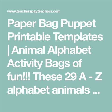 Alphabet Craft Activity A Z Animal Puppets Paper Bag Puppet