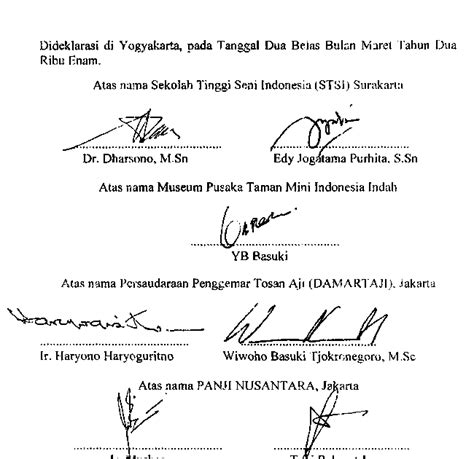 Sekretariat Nasional Perkerisan Indonesia Tanda Tangan Deklarasi