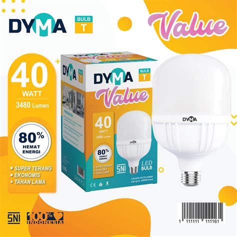 Jual DYMA LAMPU LED BOHLAM BOLAM 40 WATT VALUE BULB T LED HEMAT ENERGI