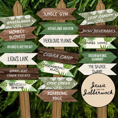 Jungle Directional Signs Party Pack Printable Wild Etsy Uk