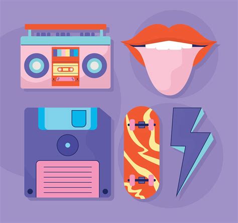 90s retro icons 21382466 Vector Art at Vecteezy