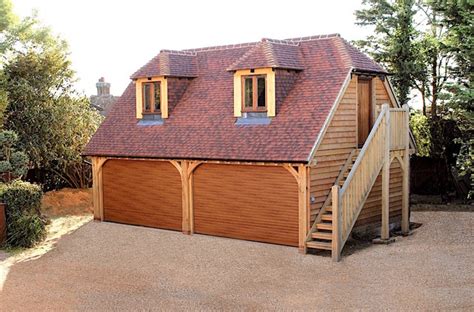 Oak Framed Garage With Guest Accommodation Above Traditional Garage