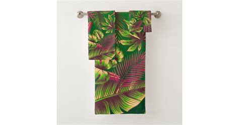 Tropical Leaves Bath Towel Set Zazzle