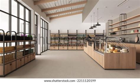 Grocery Store Interior Design Industrial Floor Stock Illustration ...