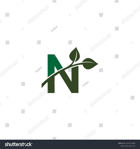 Ilustrasi Vektor Huruf N Dan Daun Stock Vector Royalty Free