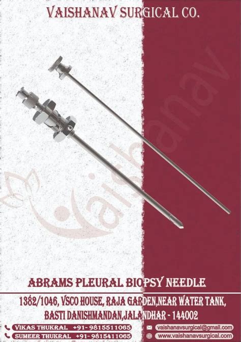 Vaishanav Abrams Pleural Biopsy Needle At ₹ 100piece Trucut Biopsy