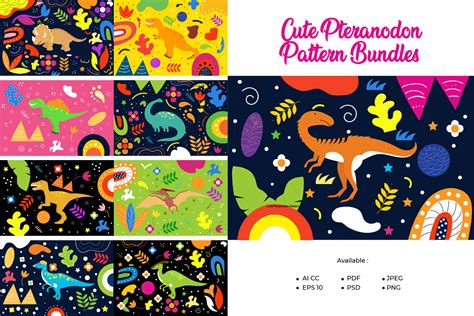 9 Style Pteranodon Pattern Bundles Graphic By Griyolabs · Creative Fabrica