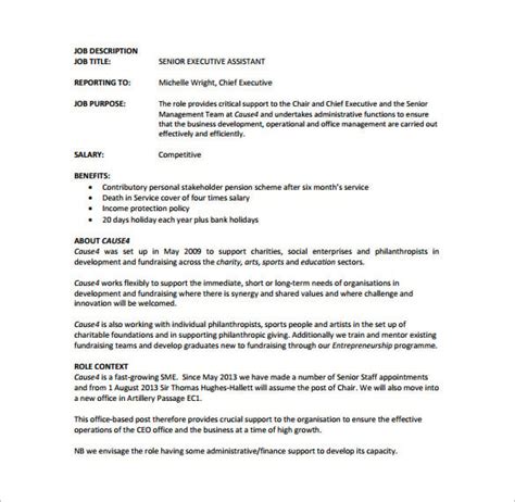 Executive Assistant Job Description Template Tutoreorg Master Of Documents