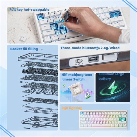 CIDOO QK61 Three Mode Mechanical Keyboard VIA QMK Wireless 2 4g Bluetooth RGB Backlight Hot