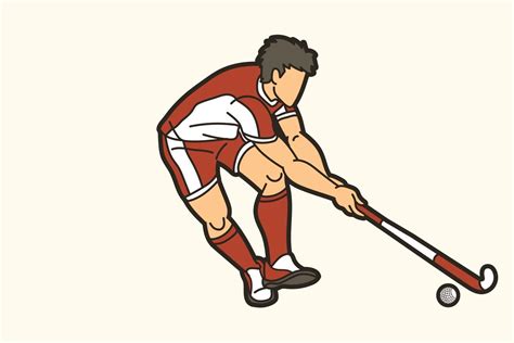 Field Hockey Sport Player Action Graphic Vector Vector Art At