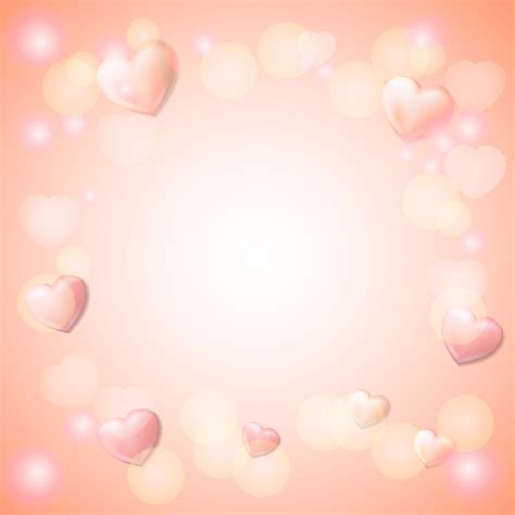 Valentines Day square background. Romantic design with realistic hearts