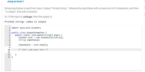 Solved Jump To Level 1 String InputValue Is Read From Input Chegg