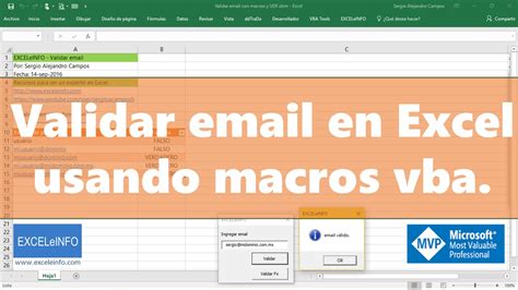 Validar Email En Excel Usando Macros Vba YouTube