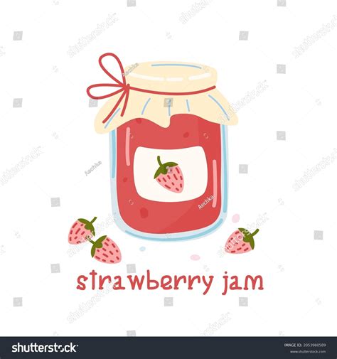 Strawberry Jam Cartoon Style Jar Jam Stock Vector Royalty Free