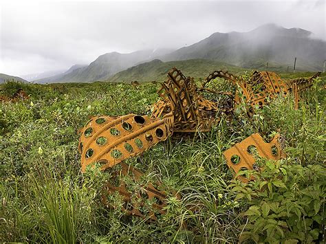 Remnants of World War II metallic matting at Attu Island within Alaska ...