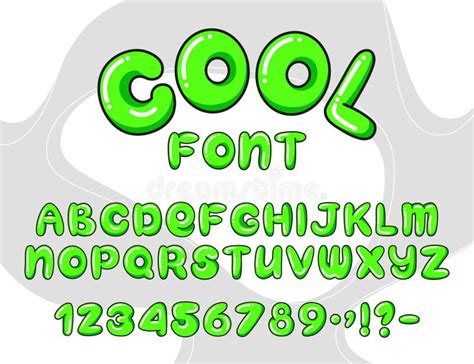 Cartoon Bubble Alphabet Green Cool Font Set Stock Illustration