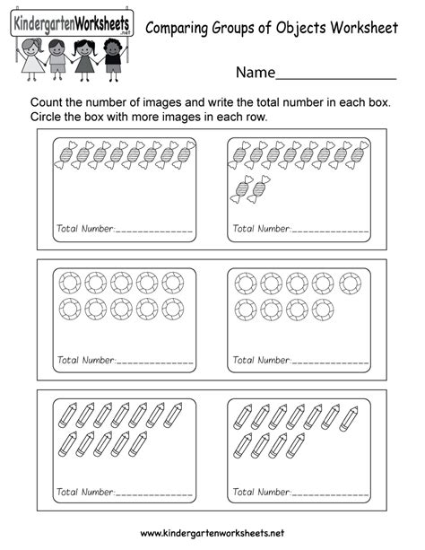 Count And Compare Worksheets For Kindergarten Kids Printable Math