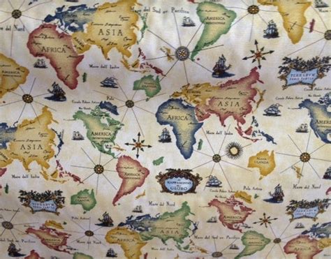 World Map Fabric by the yard