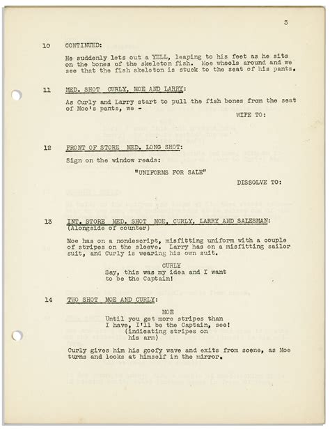 Lot Detail Moe Howard S 27pp Script Dated September 1943 For The