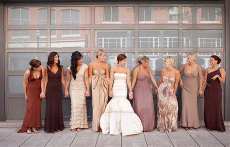 Warm Champagne Brown And Nude Mix N Match Bridesmaids Dresses