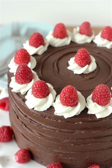 Chocolate Cake With Raspberry Filling And Whipped Cream Frosting Raspberry