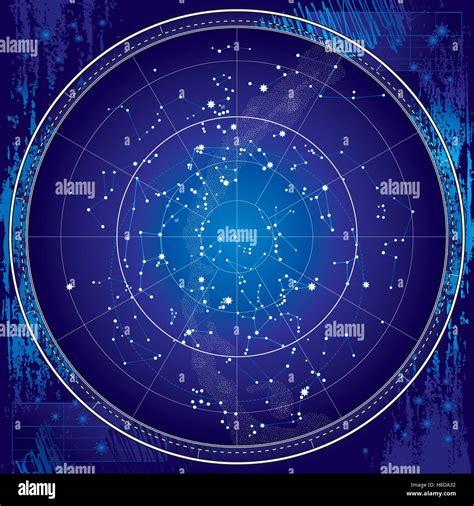 Celestial Map of The Night Sky. Astronomical Chart of Northern ...