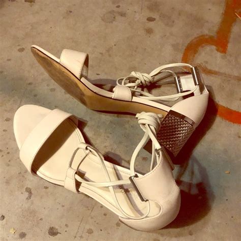 Shoes Calvin Klein Nude Sandals With Embellished Heel Poshmark