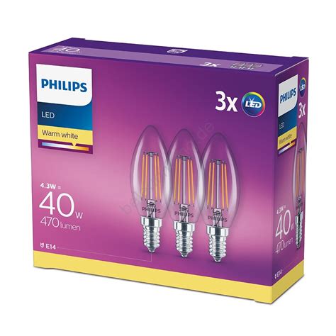 SET 3x LED Glühbirne VINTAGE Philips E14 4 3W 230V 2700K Beleuchtung de