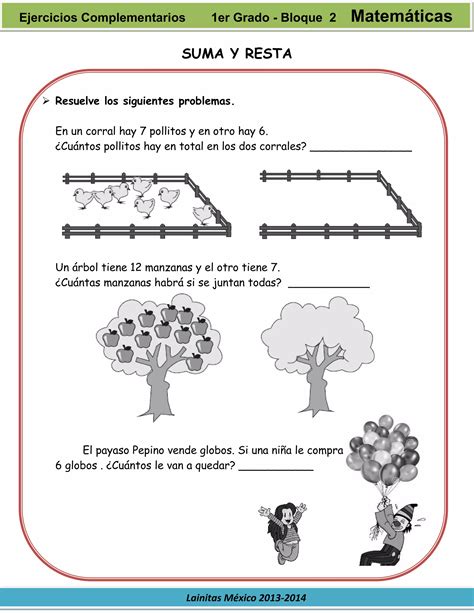 1er Grado Bloque 2 Ejercicios Complementarios Pdf