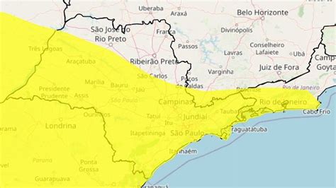 Alerta amarelo Inmet adverte para declínio da temperatura no litoral de SP