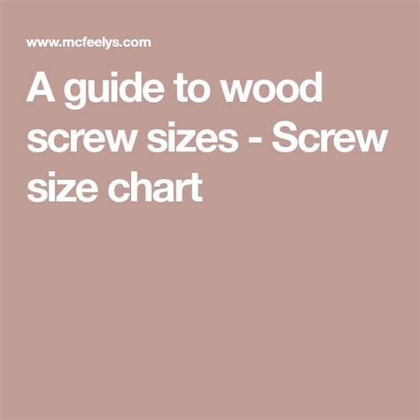 a guide to wood screw sizes - screw size chart