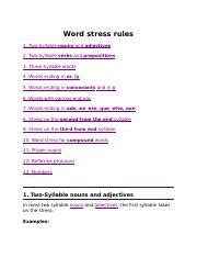 Word Stress Rule 1 Docx Word Stress Rules 1 Two Syllable Nouns And