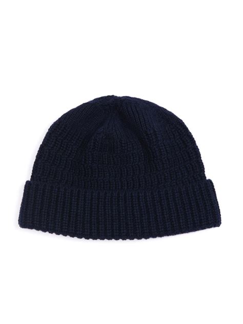 Lanvin Cashmere Knitted Beanie Hat In Blue For Men Navy Lyst