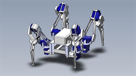 四足爬行机器人solidworks设计图纸模型机械工具机械模型3d模型下载3d模型网maya模型免费下载摩尔网