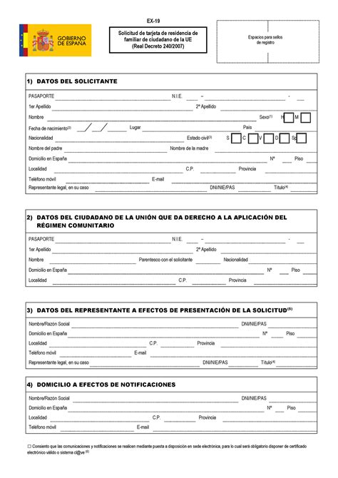 19 Tarjeta Familiar Comunitario Solicitud De Tarjeta De Residencia De