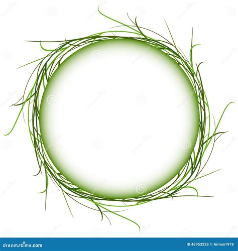 Abstract Green Grass Circle Frame Vector Whit 48953228