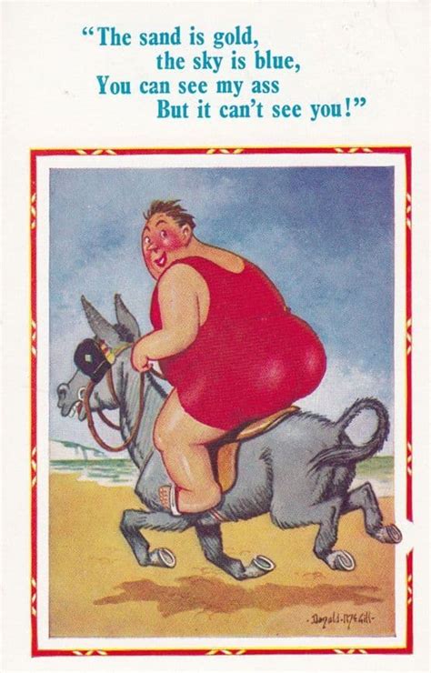 Fat Lady Riding Donkey Huge Bum Rodeo Ride On Beach Diet Comic Humour ...