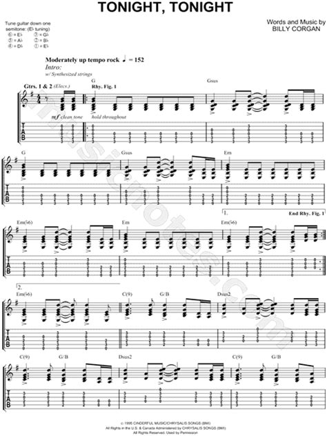 The Smashing Pumpkins Tonight Tonight Guitar Tab In G Major