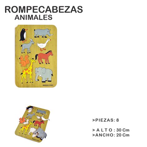 Rompecabezas Did ctico Encastre en Madera MDF Animales Artesanías